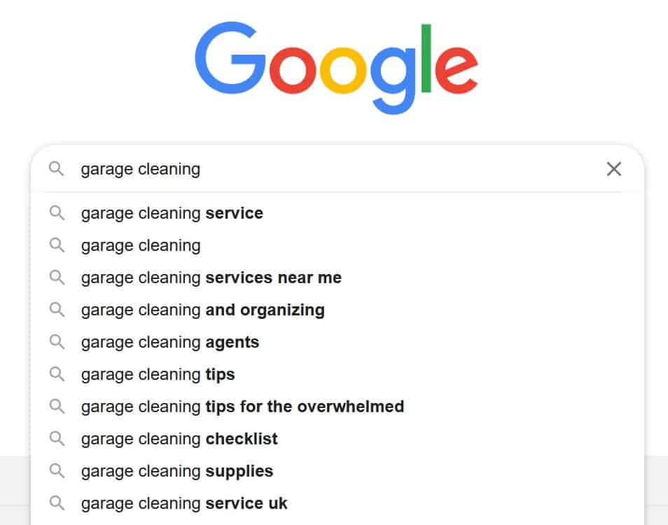 Google search bar suggestions. Finding a niche or keywords